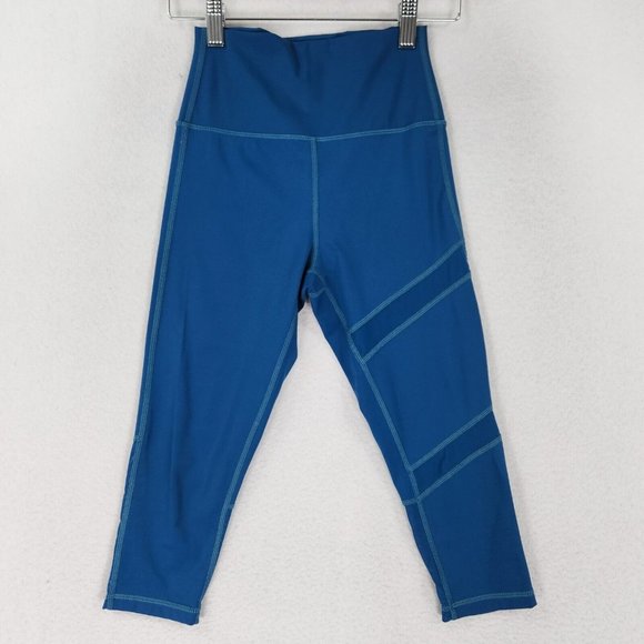 ZYIA Pants Womens 2 Blue Active Leggings Cropped Brilliant Mesh Corsair Athletic - Picture 1 of 11